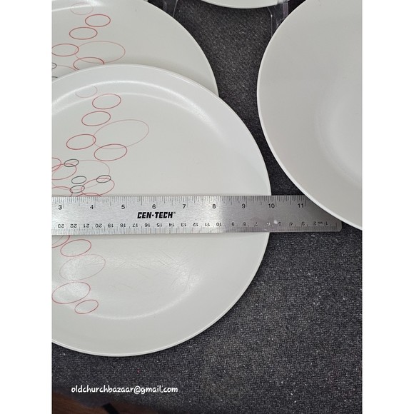 Vtg 60's Melamine Melmac Circle 4-Dinner Plates/1-Serving Lrg Bowl - Picture 4 of 7